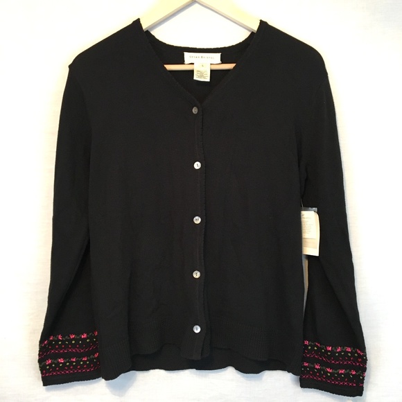 Susan Bristol Hand Embroidered Tree Cardigan NWT L - Picture 4 of 7